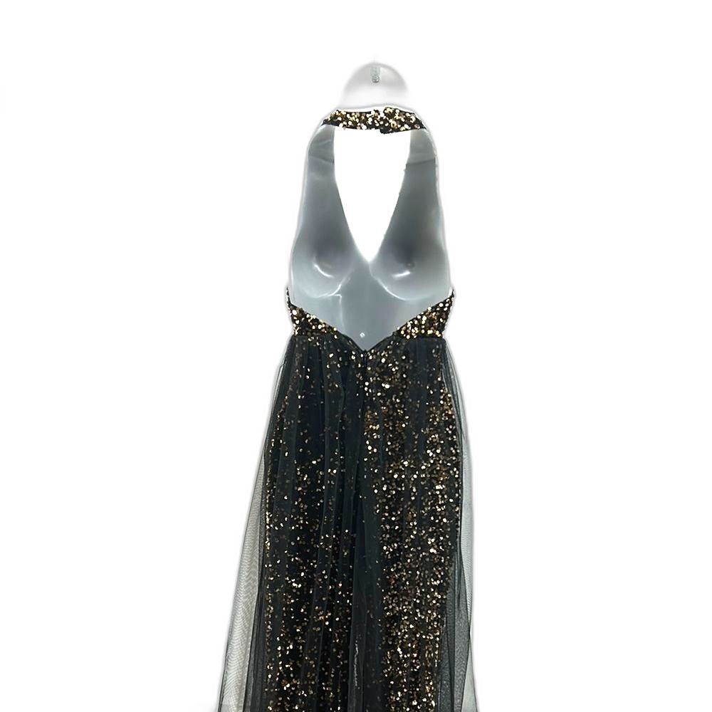 Black and Gold Sequin Jumpsuit - Picture 4 of 6